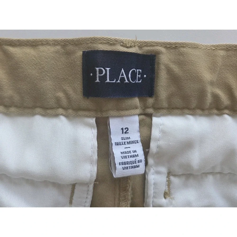 The Children's PlaceBoys Uniform Stretch Straight Chino Khaki Pants Sz 12 Slim